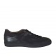 Zapato deportivo para hombre con cordones en piel negra y gamuza gris - Tallas disponibles:  47