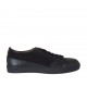 Scarpa sportiva stringata da uomo con cerniera in camoscio e pelle nera - Misure disponibili: 47