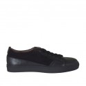 Chaussure sportif à lacets avec fermeture éclair pour hommes en cuir et daim noir