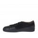 Chaussure sportif à lacets avec fermeture éclair pour hommes en cuir et daim noir - Pointures disponibles:  47