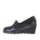 Zapato cerrado para mujer con elasticos en piel de color negro cuña 6 - Tallas disponibles:  43