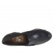 Chaussure à cou-de-pied haut pour femmes avec elastiques en cuir noir talon compensé 6 - Pointures disponibles:  43