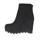 Bottines pour femmes avec fermeture éclair et plateforme en cuir nabuk noir talon compensé 9 - Pointures disponibles:  42, 43