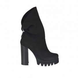Bottines pour femmes avec fermeture éclair en nubuck noir talon 10 - Pointures disponibles:  42