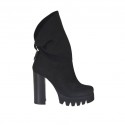 Woman's ankle boot with zipper in black nubuck leather heel 10