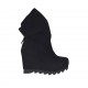 Bottines pour femmes avec fermeture éclair et plateforme en daim noir talon compensé 9 - Pointures disponibles:  42, 43