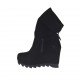 Bottines pour femmes avec fermeture éclair et plateforme en daim noir talon compensé 9 - Pointures disponibles:  42, 43