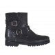 Stivaletto da donna con cerniera, fibbie e borchie in pelle nera tacco 3 - Misure disponibili: 33