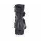 Bottines pour femmes avec fermeture éclair, boucles et goujons en cuir noir talon 3 - Pointures disponibles:  33