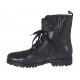 Woman's laced ankle boot with zipper, studs, rhinestones and buckles in black leather heel 3 - Available sizes:  33