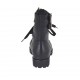 Woman's laced ankle boot with zipper, studs, rhinestones and buckles in black leather heel 3 - Available sizes:  33