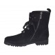 Stivaletto stringato da donna con cerniera, borchie, strass e fibbie in camoscio nero tacco 3 - Misure disponibili: 33, 34