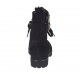 Stivaletto stringato da donna con cerniera, borchie, strass e fibbie in camoscio nero tacco 3 - Misure disponibili: 33, 34