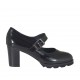 Decolté da donna in stile inglese con cinturino in pelle abrasivata nera tacco 6 - Misure disponibili: 43, 44