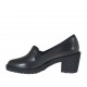 Scarpa accollata da donna con elastici e borchie in pelle nera tacco 6 - Misure disponibili: 32, 42