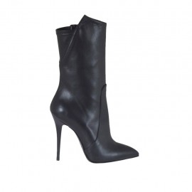 Bottines à bout pointu pour femmes avec fermeture éclair interieur en cuir noir talon 10 - Pointures disponibles:  31