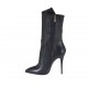 Bottines à bout pointu pour femmes avec fermeture éclair interieur en cuir noir talon 10 - Pointures disponibles:  31