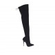 Stivale sopra al ginocchio da donna in camoscio ed elasticizzato nero con laccio tacco 11 - Misure disponibili: 31