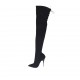 Stivale sopra al ginocchio da donna in camoscio ed elasticizzato nero con laccio tacco 11 - Misure disponibili: 31