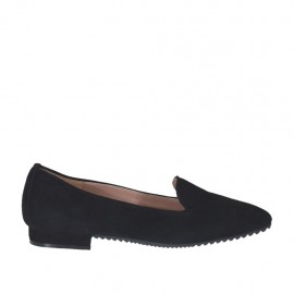 Mocassino da donna in camoscio nero tacco 1 - Misure disponibili: 32