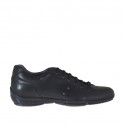 Men's laced sports shoe with studs in black leather