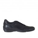 Chaussure sportif à lacets pour hommes en cuir de couleur noir