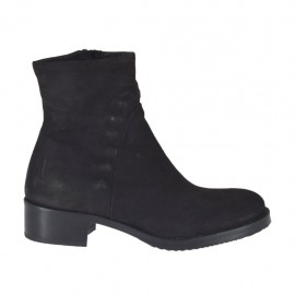 Woman's ankle boot with zipper in black nubuck leather heel 4 - Available sizes:  33