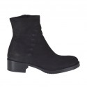 Bottines pour femmes avec fermeture éclair en nubuck noir talon 4