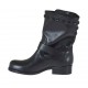 Woman's ankle boot with buckles and studs in black leather heel 3 - Available sizes:  33