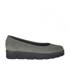 Ballerine pour femmes en cuir nubuck gris talon compensé 3 - Pointures disponibles:  42