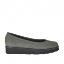 Ballerina da donna in nabuk grigio zeppa 3