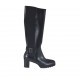 Woman's boot with zipper, elastic band and buckle in black leather heel 6 - Available sizes:  32