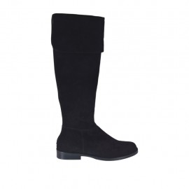 Stivale da donna con risvolto in camoscio nero tacco 2 - Misure disponibili: 32