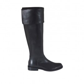 Woman's boot with turnover in black leather heel 2 - Available sizes:  32