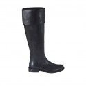 Woman's boot with turnover in black leather heel 2
