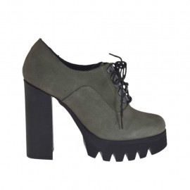 Scarpa stringata da donna in nabuk grigio tacco 10 - Misure disponibili: 42, 43