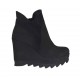 Bottines pour femmes avec fermeture éclair et plateforme en cuir nabuk et daim noir talon compensé 9 - Pointures disponibles:  42