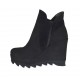 Bottines pour femmes avec fermeture éclair et plateforme en cuir nabuk et daim noir talon compensé 9 - Pointures disponibles:  42