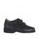 Scarpa da donna con velcro e plantare estraibile in pelle e tessuto nero tacco 3 - Misure disponibili: 33, 34, 43