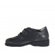 Zapato para mujer con velcro y plantilla extraible en piel y tejido negro tacon 3 - Tallas disponibles:  33