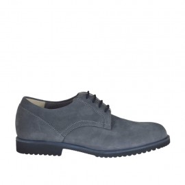 Men's laced casual shoe in grey nubuck leather - Available sizes:  37