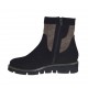 Woman's ankle boot with zipper in black suede and taupe pierced suede wedge heel 3 - Available sizes:  32, 33