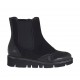 Woman's ankle boot with zipper and elastic band in black leather and suede wedge heel 3 - Available sizes:  32, 33