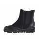 Woman's ankle boot with zipper and elastic band in black leather and suede wedge heel 3 - Available sizes:  32, 33