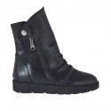 Stivaletto da donna con cerniere e bottone in pelle nera zeppa 3