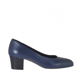 Decolté da donna in pelle blu tacco 4 - Misure disponibili: 33, 43, 44, 45
