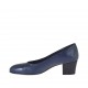 Zapato de salon en piel de color azul para mujer tacon 4 - Tallas disponibles:  43, 45