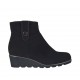 Bottines pour femmes avec bouton et fermeture clair en daim et cuir verni noir talon compensé 4 - Pointures disponibles:  42