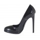 Zapato de salon para mujer en charol negro con plataforma y tacon 12 - Tallas disponibles:  31