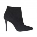 Woman's ankle boot with zipper in black suede heel 10